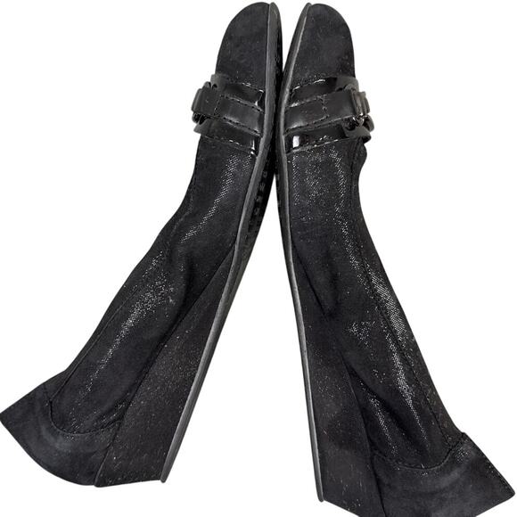 AGL Ballet Flat Wedge Oval Toe Attilio Giusti Leombruni Black Leather 39 Luxury - Picture 4 of 8